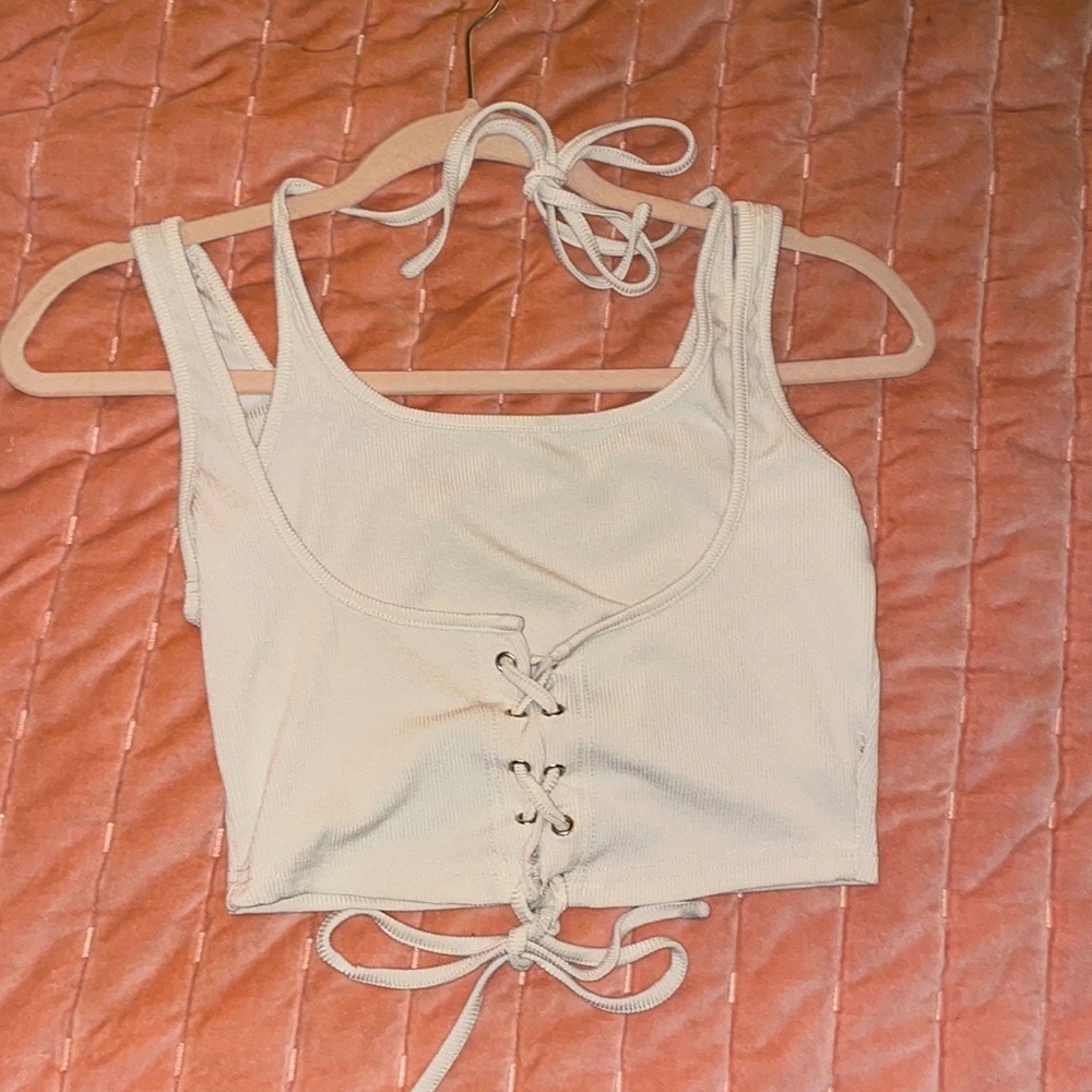 cream two piece halter top